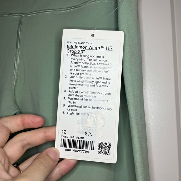 🆕 Lululemon Align High-Rise Crop 23" in Palm Court Size 12 - Picture 8 of 8